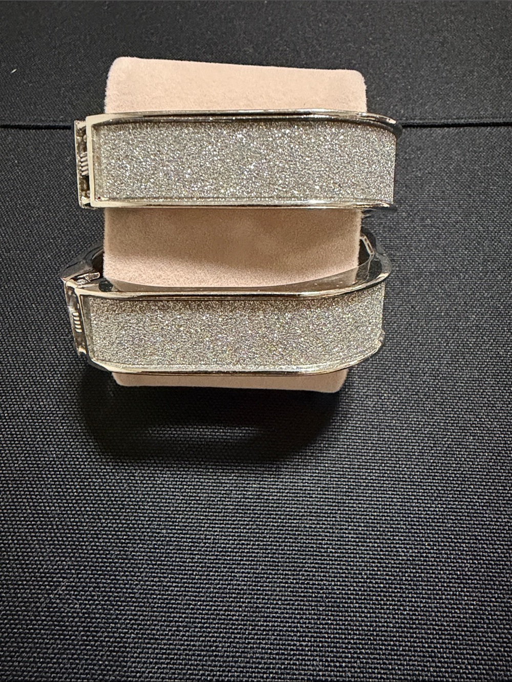 Sparkling Silver Glitter Hinged Bracelet - Women